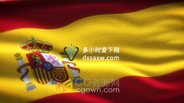视频素材-Spain国家动态背景西班牙国旗动画效果4K分辨率素材