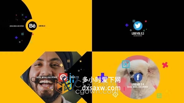 PR模板-4个独特创意标志动画卡通图形演变效果Logo Final Package