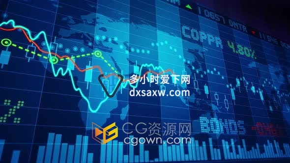 高清视频素材数字证券交易所财务数据分析业务图动画循环播放