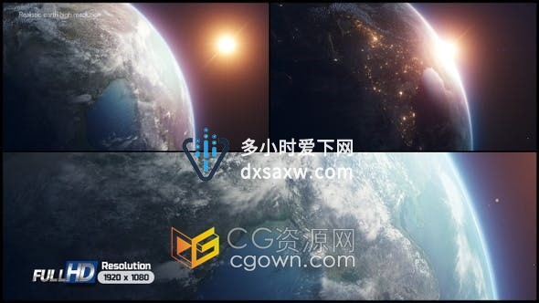 视频素材-太空中地球日出到夜间地球表面变化视频素材下载