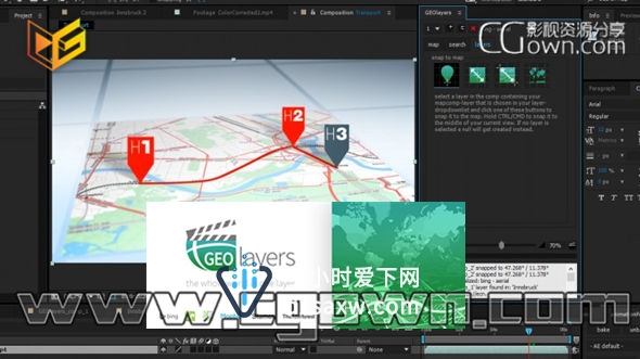 GEOlayers V1.081 AE脚本 世界地图定位各种展示图形动画