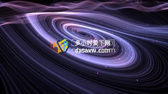 视频素材-带粒子线的蓝紫色漩涡背景动画用于抽象宇宙空间未来科技场景