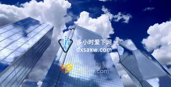 摩天大楼天空云朵时光倒流无缝循环视频背景素材