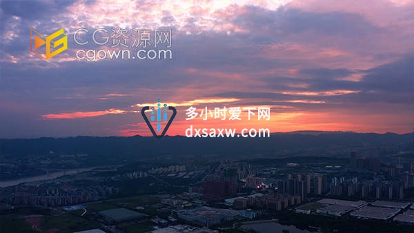 航拍重庆郊区唯美火烧云晚霞夕阳天空风景实拍视频