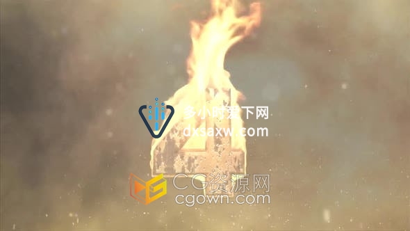 视频素材-爆炸火焰火花粒子动画倒计时5秒金属数字