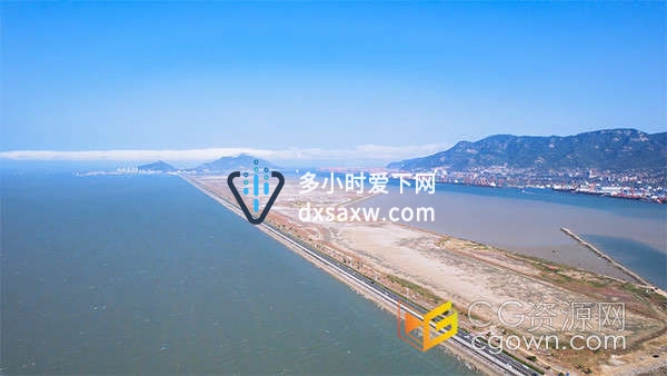 航拍大海沙滩岸边的跨海公路海边风景实拍视频素材