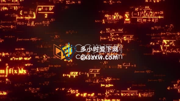 红色发光科学公式数学函数方程式浮动飞向镜头背景视频素材