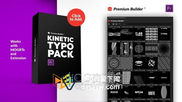 PR脚本Premium Builder扩展130种创意文字标题排版动画Kinetic Typo Pack预设包