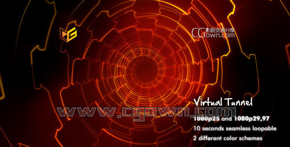 未来虚拟隧道动态图形背景全高清视频素材 Virtual Tunnel 2845588