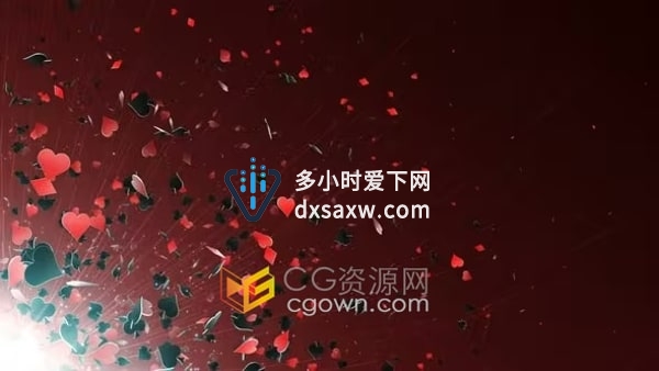 线拉着德州扑克牌符号元素场景动画视频素材
