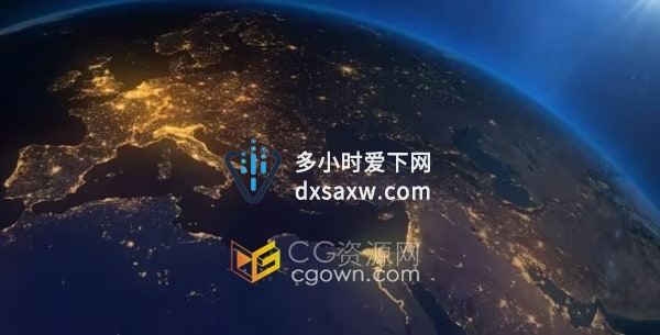 晚上夜间地球夜间卫星夜城无缝环转动画场景背景视频素材