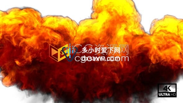 视频素材-4K带Alpha通道巨大的爆炸火焰火流烟雾特效元素