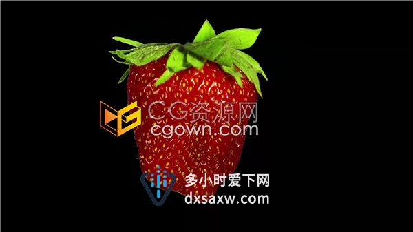 单个旋转展示新鲜草莓视觉效果带Alpha通道视频素材下载