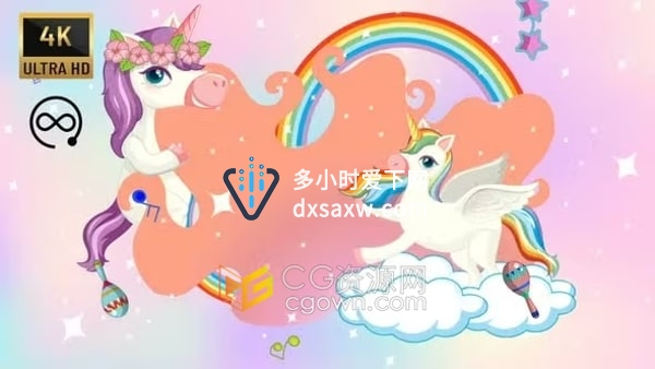 班迪飞马故事小马宝莉儿童卡通背景4K分辨率视频素材