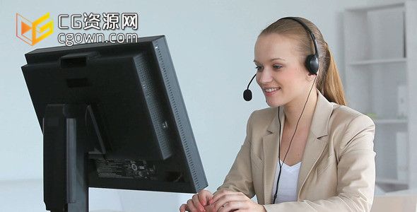 呼叫中心运营商 企业公司微笑客服人员 实拍全高清视频素材 Call Center Operator