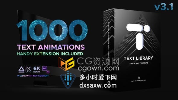 Text Library v3.1 AE脚本快速生成文字动画视频字幕带入出场1000种效果预设