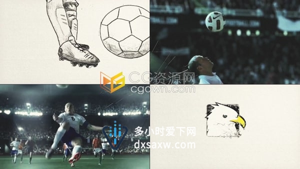 PR足球比赛视频片头模板足球节目介绍宣传开场动画