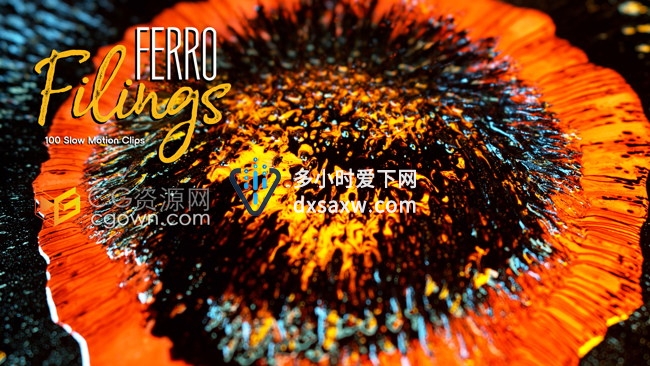 100组抽象背景铁流体力学微观特写铁树磁铁动画4K视频素材