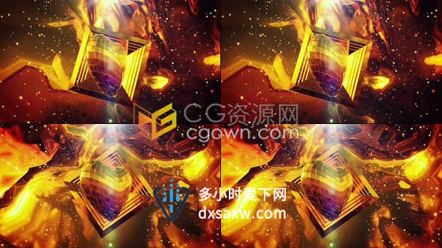 迪斯科VJ视频素材闪光金色3D心形动画情人节婚礼4K背景视频素材下载