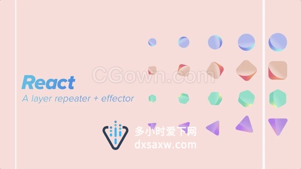 React v1.0.1 AE脚本图层复制克隆烘焙关键帧排序随机衰减动画