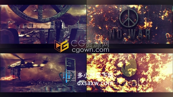 PR模板-军事行动战争警报激烈战场爆炸背景标志LOGO动画