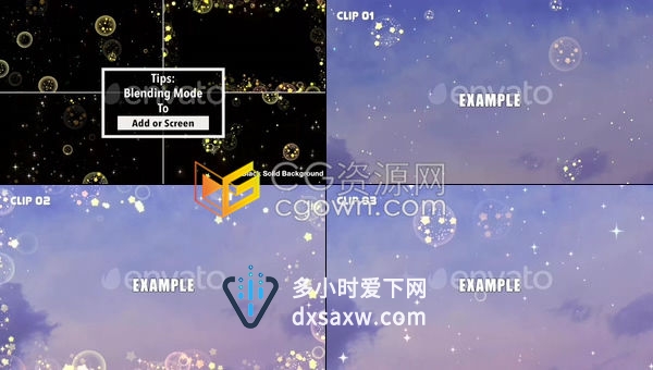 视频素材-环形闪烁卡通游戏明星烟花和梦幻闪耀星星泡泡装饰节日问候晚会包装