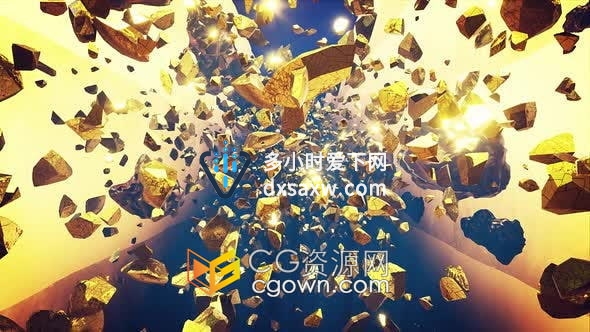 视频素材-发光金色碎片无限循环动画背景VJ素材
