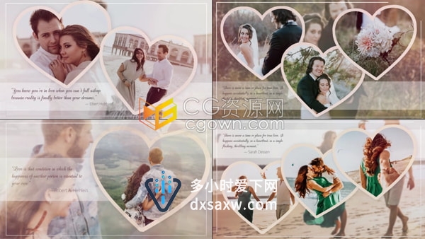 PR婚礼相册模板情人节幻灯片照片展示动画视频