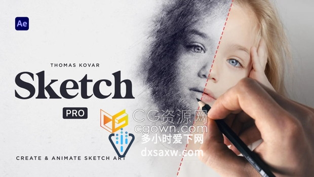 Sketch Pro v1.0 AE脚本模板创建素描草图动画效果视频