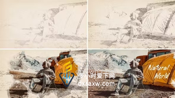 Brush Ink Slideshow AE模板笔刷墨水照片幻灯片视频相册