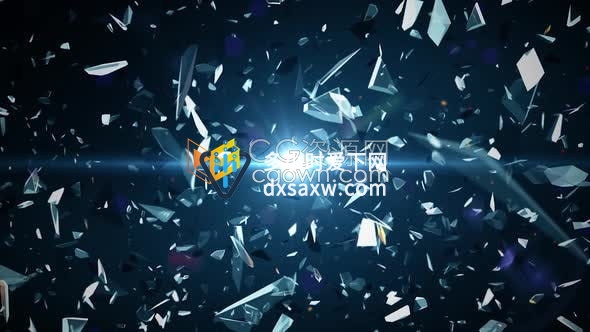 抽象断裂破碎玻璃碎片飞溅动画效果视频素材