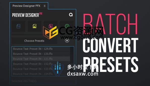 Preview Designer FFX AE脚本管理预设文件浏览效果