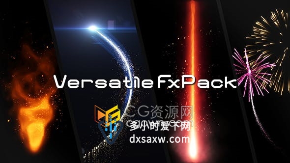 Versatile FxPack v1.4 AE脚本制作Particular粒子光线拖尾烟花粉尘喷射特效多种预设