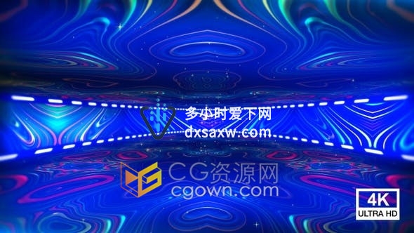 Vj抽象多彩分形艺术图案波浪舞台背景4k视频素材