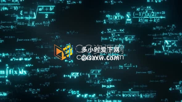 浮动发光科学数学公式背景视频素材