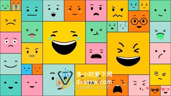 PR模板-卡通多彩有趣表情符号Funny Emoji社交媒体搞笑动态图形