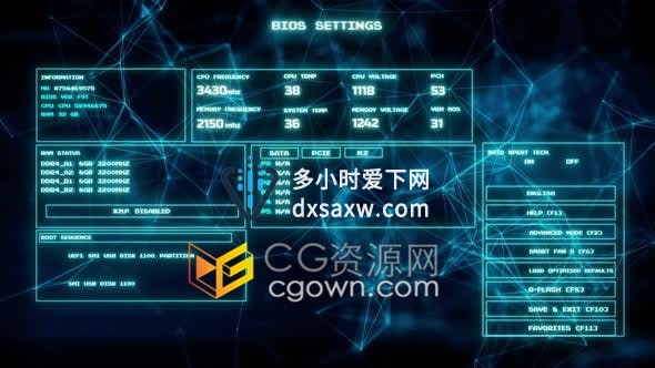 计算机BIOS屏幕界面互联网信息技术数据库演示背景视频素材