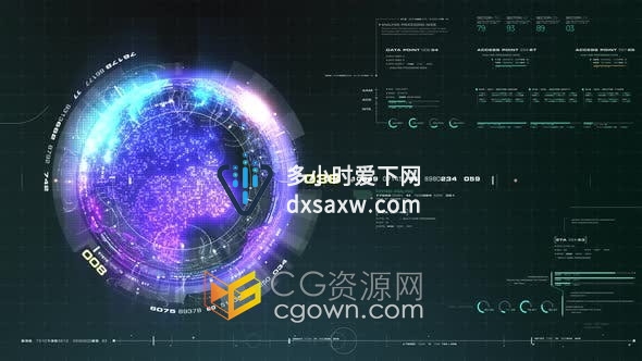 未来派全息地球平视显示智能技术概念界面4K视频素材