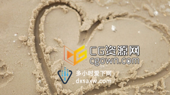 沙滩上手绘爱心全高清实拍视频素材 Heart Sand