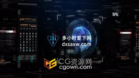 技术网络数据连接数字网络安全HUD未来全球背景4K视频素材