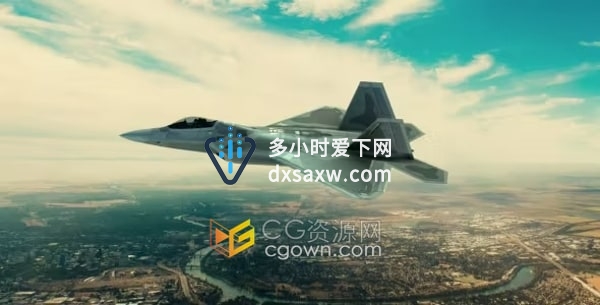 喷气式战斗机F-22猛禽战斗机3D动画渲染视频素材