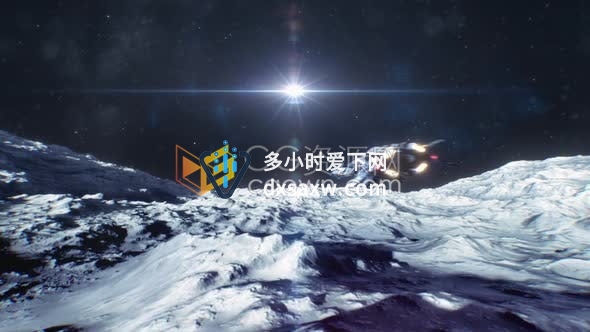 视频素材-宇宙飞船在月球表面上飞行太空探索科幻素材