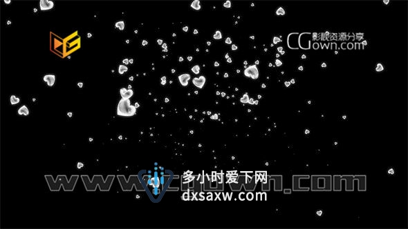 带Alpha通道的飘落心型全高清素材 Heart 2 With Alpha Channel 3550575