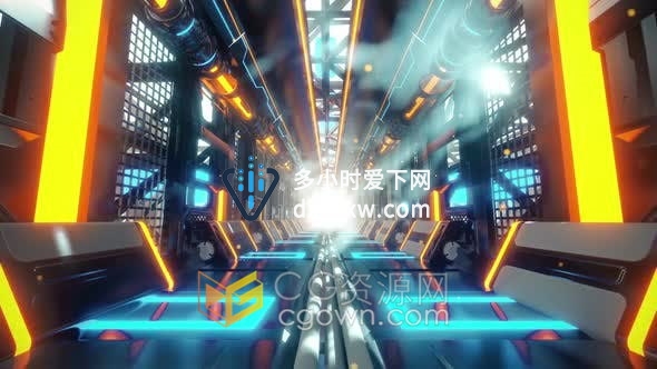 科幻科技隧道霓虹灯发光循环动画场景效果VJ素材-视频素材