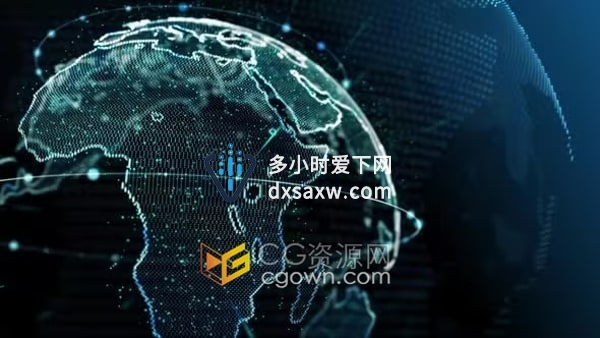 程式化粒子信息地球旋转科技通信技术LED背景视频素材