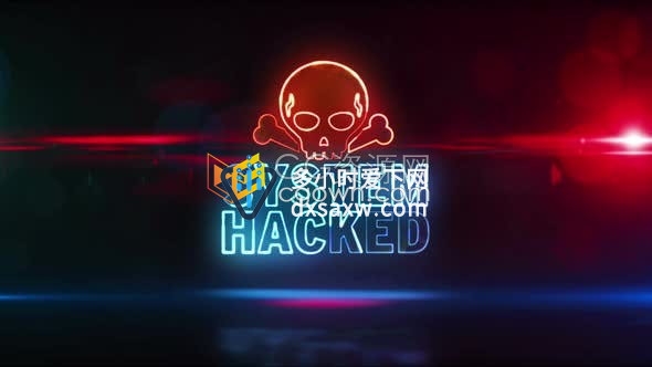 骷髅头骨霓虹灯符号抽象loopable动画系统入侵警报背景视频素材