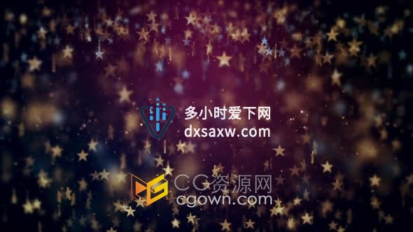 视频素材-金色蓝色星星粒子动画夜间表演晚会颁奖典礼过渡背景