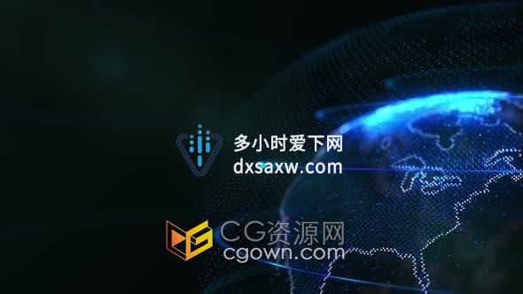 视频素材-抽象蓝色全息图科技地球动画4K背景视频素材