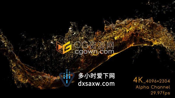 4K分辨率素材威士忌可乐饮料红葡萄酒流体水特效动画视频素材免费下载