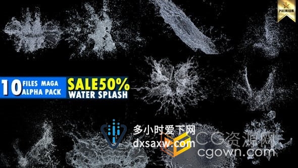 10组4K水元素慢动作微距拍摄带Alpha通道水溅水花蒸汽视频素材下载